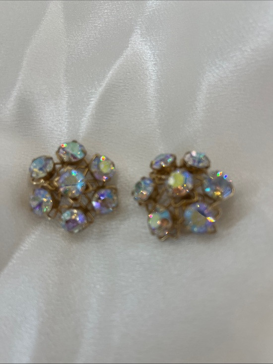 Vogue Jewelry - Vogue signed Crystal/AB Cluster- Intricate Gold Tone setting